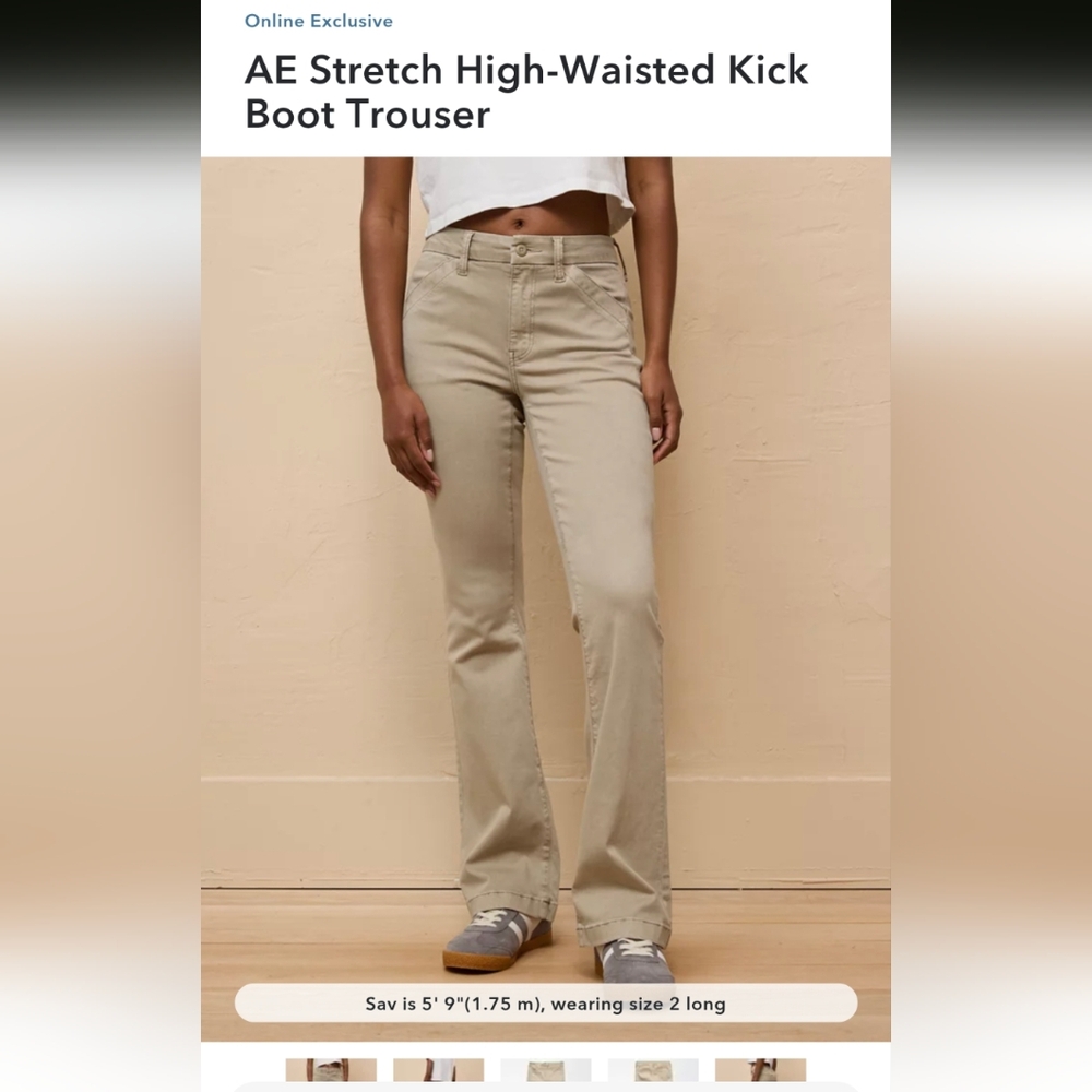 American Eagle Outfitters Stretch High-Waisted Tan Bootcut Trousers